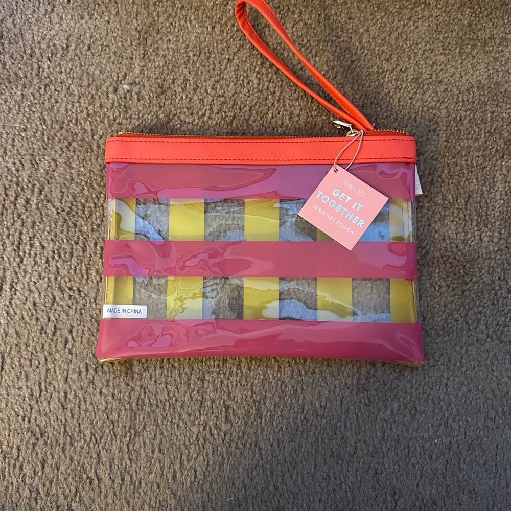 NWT ban.do clear striped wristlet